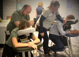 Alexander & Brionna Providing Chair Massage